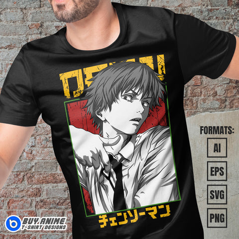 Premium Denji Chainsaw Man Anime Vector T-shirt Design Template #5