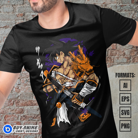 Premium Goku Dragon Ball Anime Vector T-shirt Design Template #10
