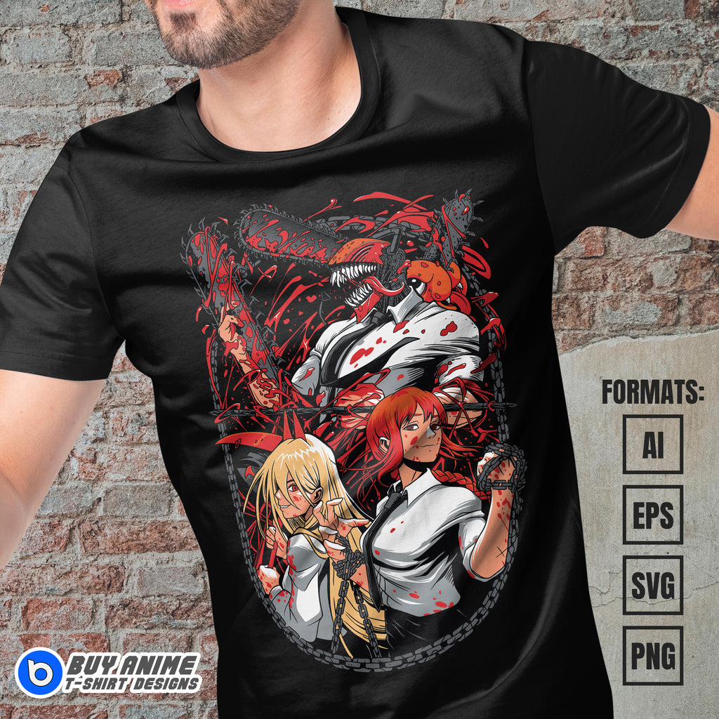 Premium Chainsaw Man Anime Vector T-shirt Design Template #37