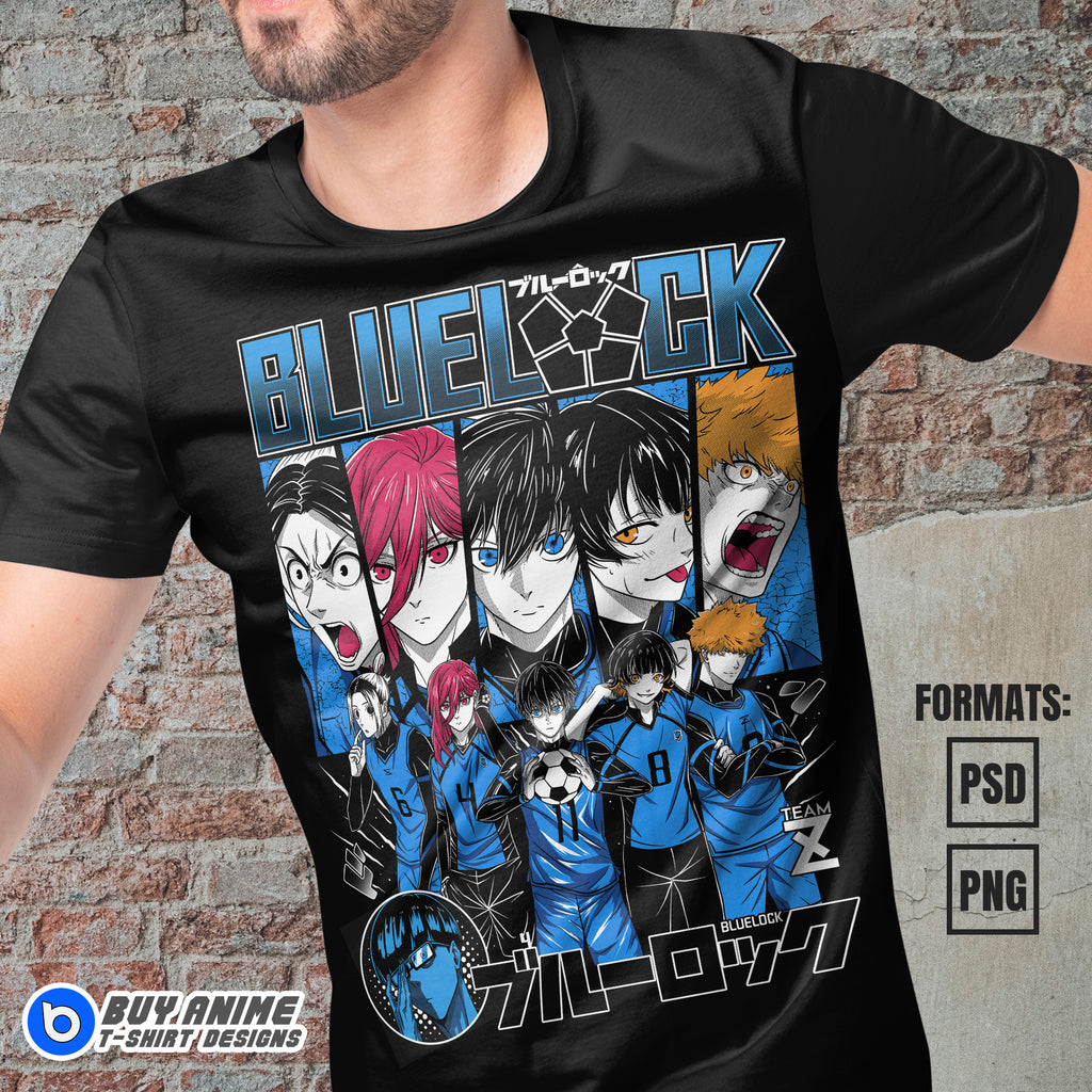 Premium Blue Lock Anime Vector T-shirt Design Template #9