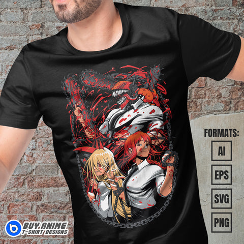 Premium Chainsaw Man Anime Vector T-shirt Design Template #37