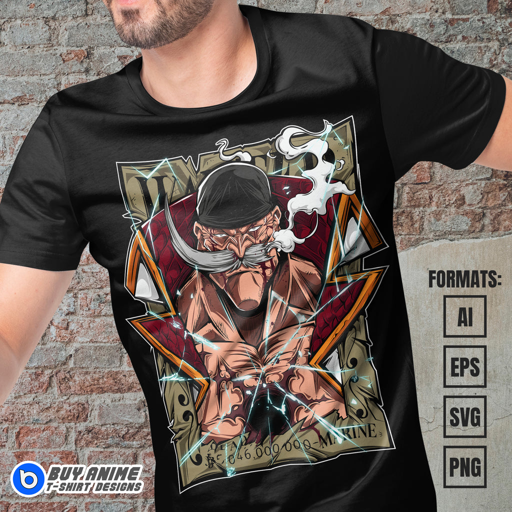 Premium Whitebeard One Piece Anime Vector T-shirt Design Template #3