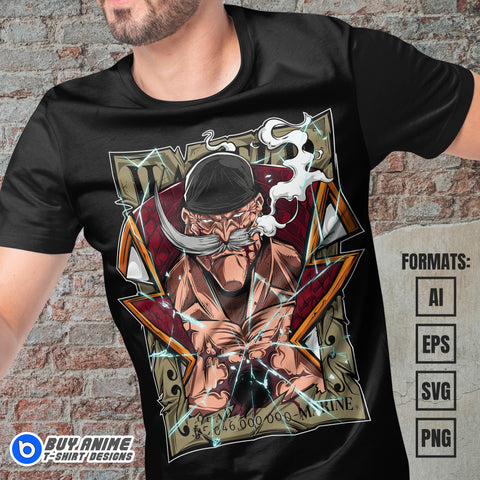 Premium Whitebeard One Piece Anime Vector T-shirt Design Template #3