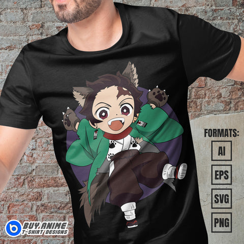 Premium Tanjiro Halloween Demon Slayer Anime Vector T-shirt Design Template