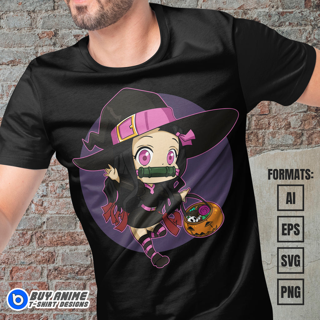 Premium Nezuko Halloween Demon Slayer Anime Vector T-shirt Design Template