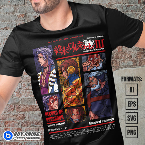 Premium Record Of Ragnarok Anime Vector T-shirt Design Template #7