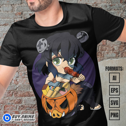 Premium Inosuke Halloween Demon Slayer Anime Vector T-shirt Design Template