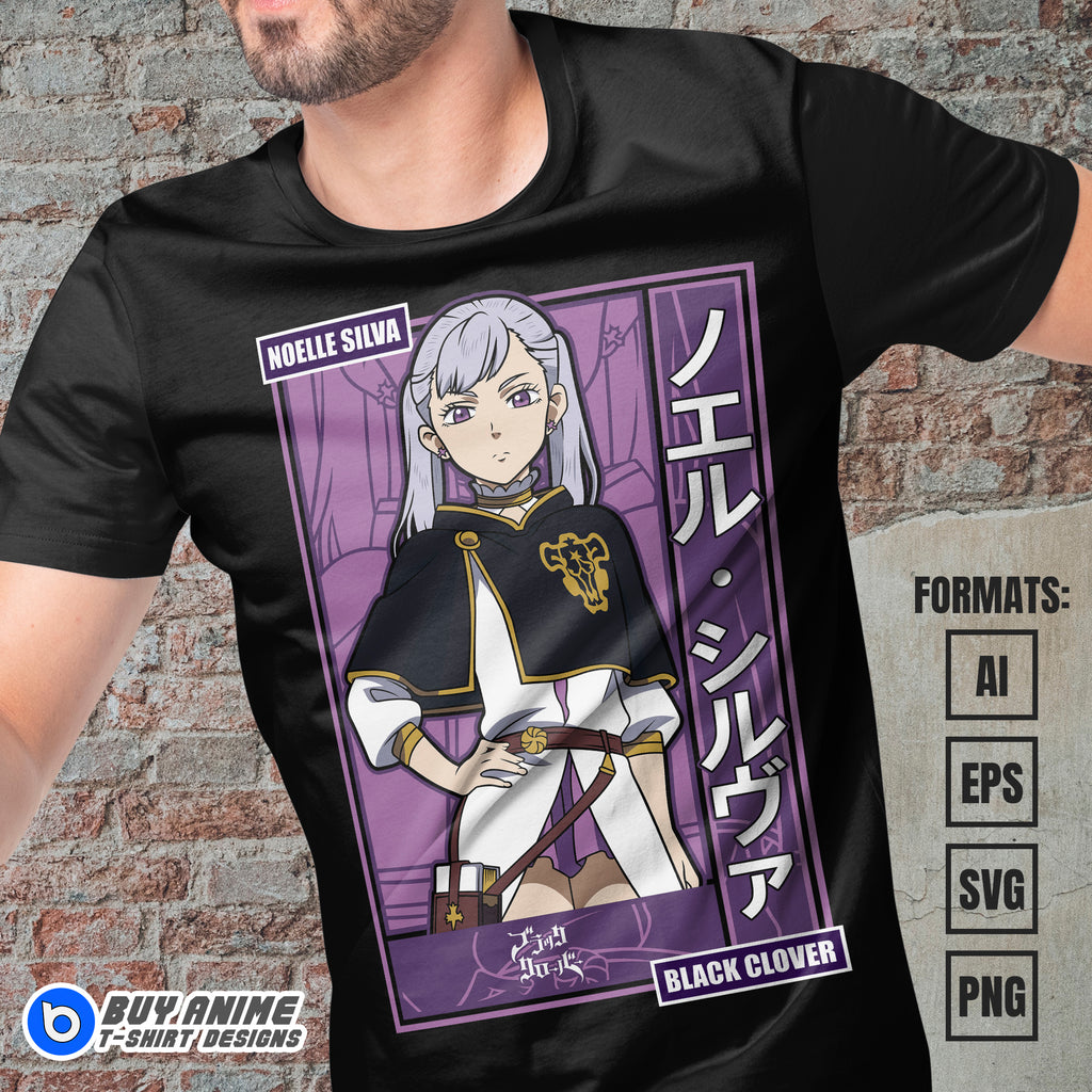 Premium Noelle Silva Black Clover Anime Vector T-shirt Design Template #3