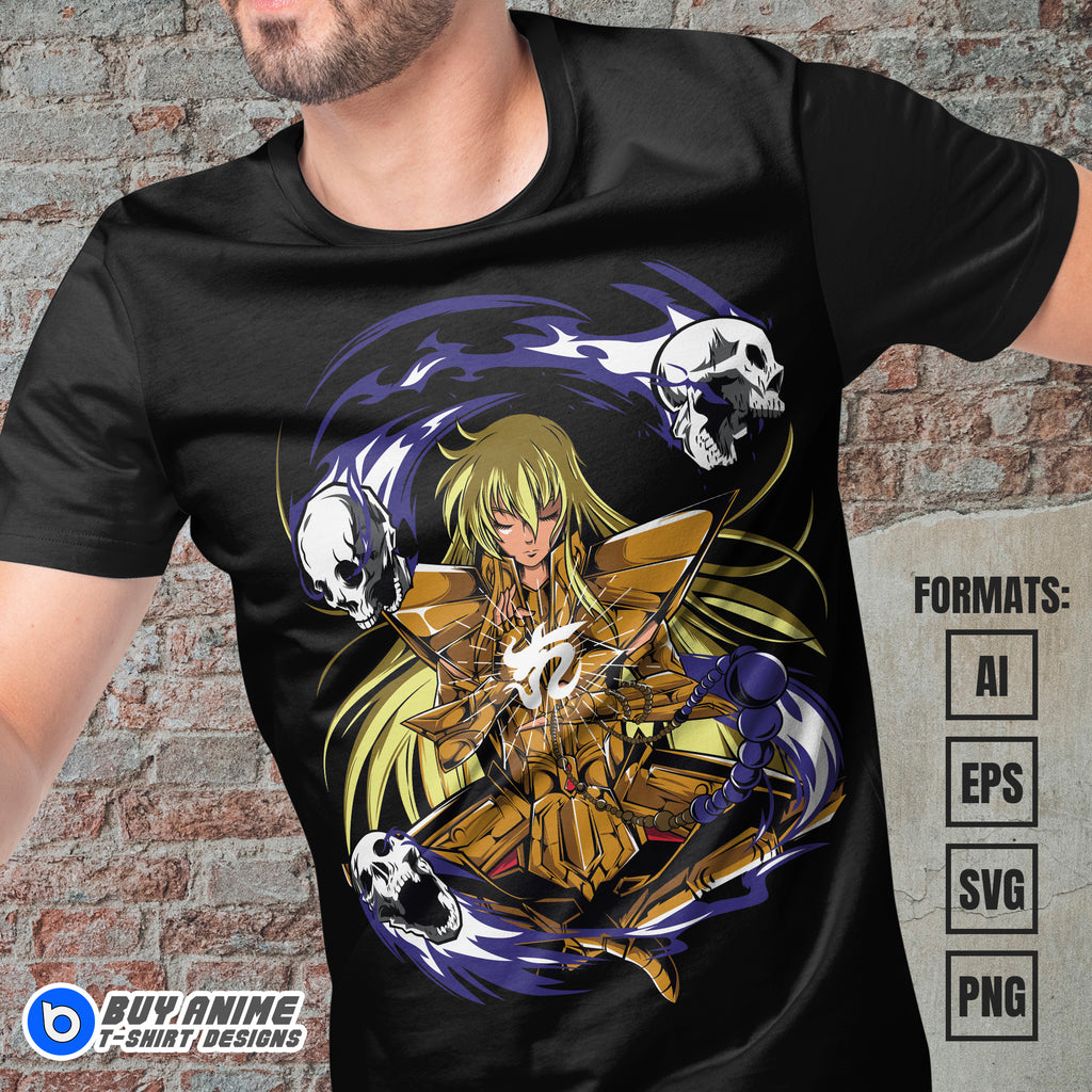 Premium Virgo Shaka Saint Seiya Anime Vector T-shirt Design Template