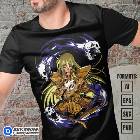 Premium Virgo Shaka Saint Seiya Anime Vector T-shirt Design Template