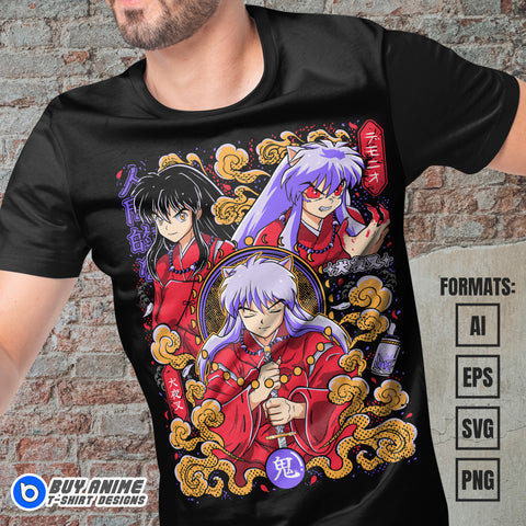 Premium Inuyasha Anime Vector T-shirt Design Template #9