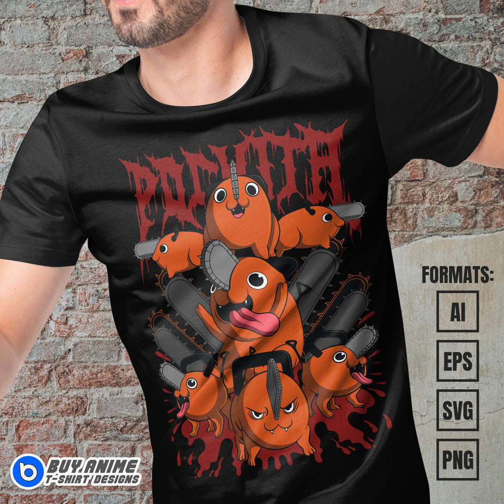 Premium Pochita Chainsaw Man Anime Vector T-shirt Design Template #6