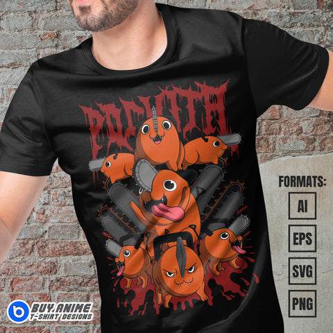 Premium Pochita Chainsaw Man Anime Vector T-shirt Design Template #6