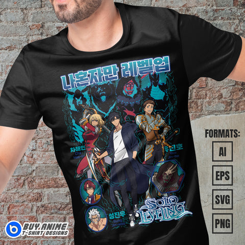 Premium Solo Leveling Anime Vector T-shirt Design Template #8
