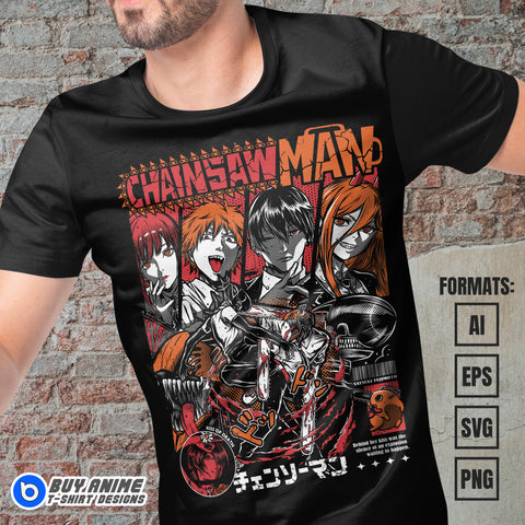 Premium Chainsaw Man Anime Vector T-shirt Design Template #40