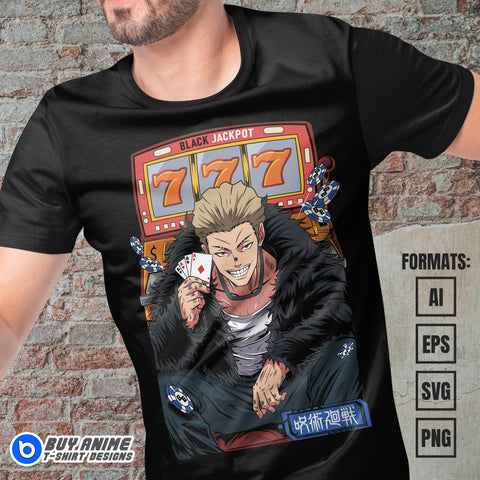Premium Hakari Jujutsu Kaisen Anime Vector T-shirt Design Template