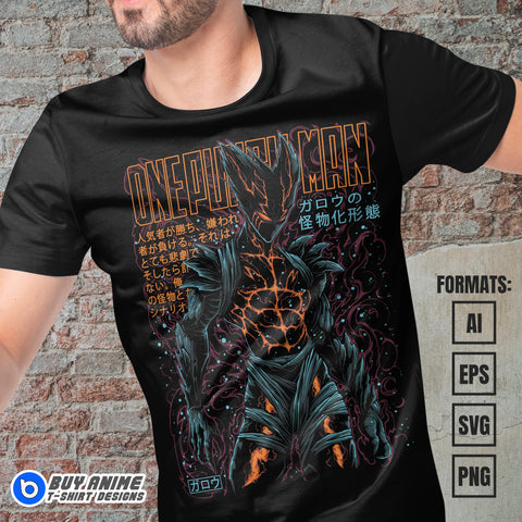 Premium Garou One Punch Man Anime Vector T-shirt Design Template
