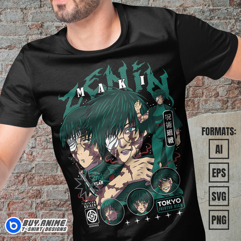 Premium Maki Jujutsu Kaisen Anime Vector T-shirt Design Template #5