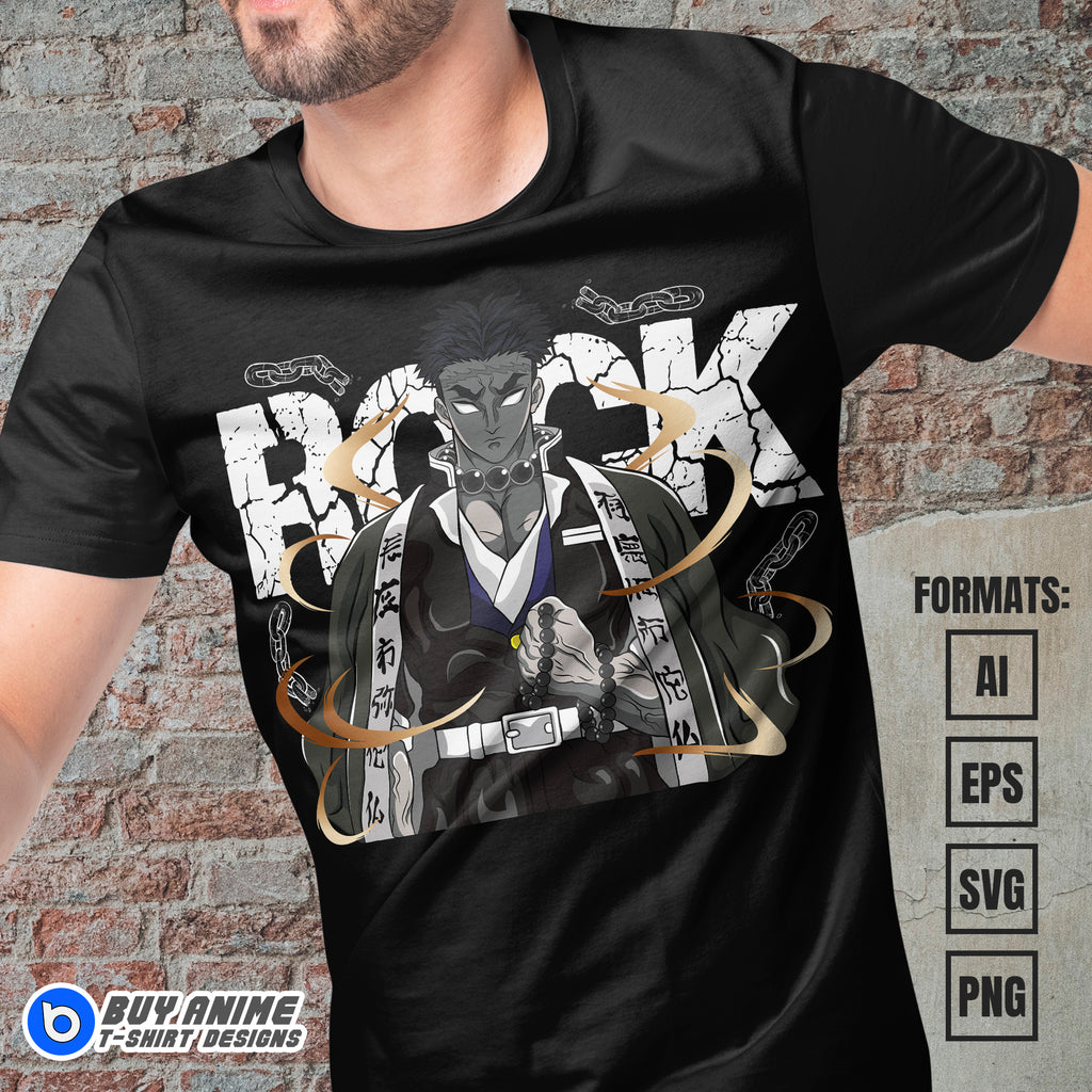 Premium Gyomei Himejima Demon Slayer Anime Vector T-shirt Design Template #5