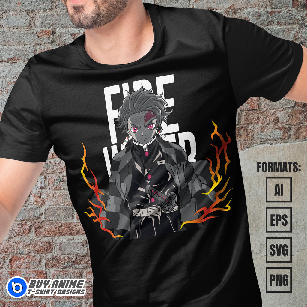 Premium Tanjiro Kamado Demon Slayer Anime Vector T-shirt Design Template #18