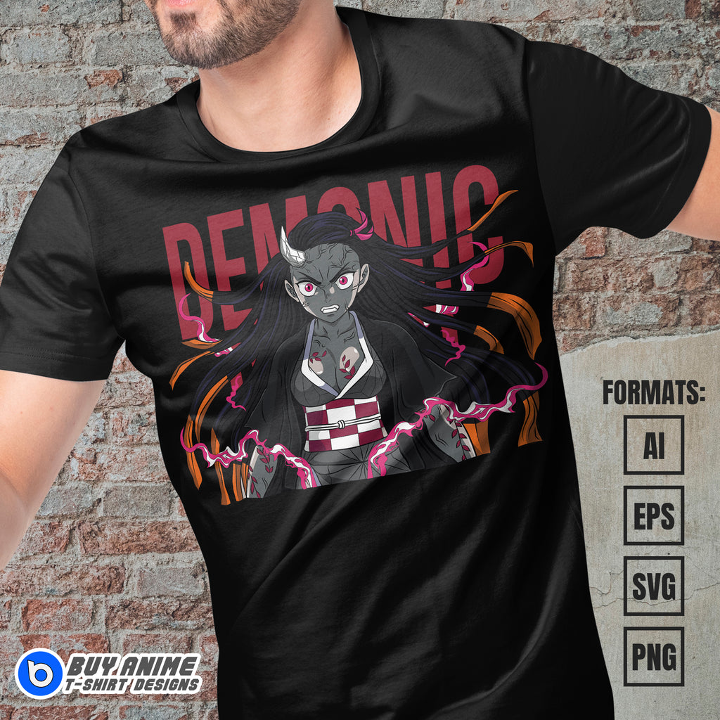 Premium Nezuko Kamado Demon Slayer Anime Vector T-shirt Design Template #19