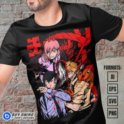 Premium Chainsaw Man Anime Vector T-shirt Design Template #7