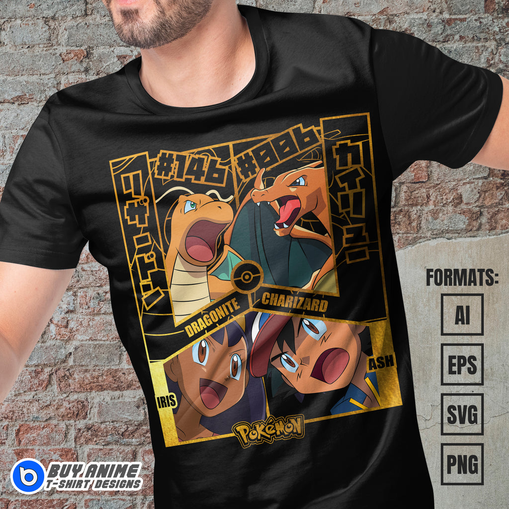 Premium Pokemon Anime Vector T-shirt Design Template #7