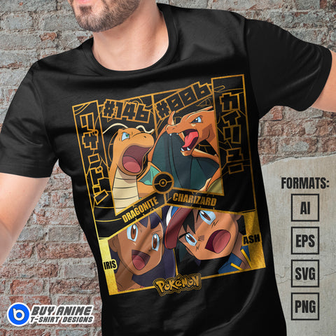 Premium Pokemon Anime Vector T-shirt Design Template #7