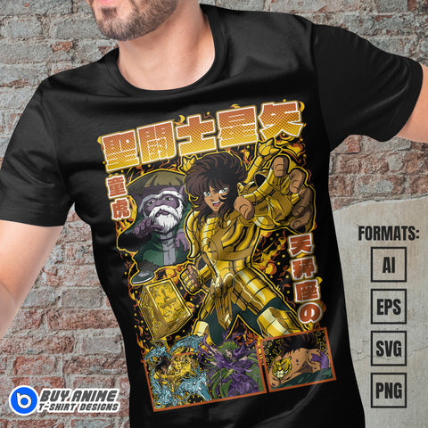 Premium Libra Dohko Saint Seiya Anime Vector T-shirt Design Template #2