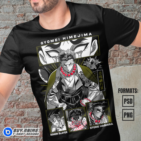 Premium Gyomei Himejima Demon Slayer Anime Vector T-shirt Design Template #6