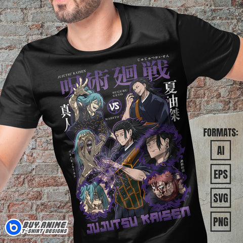 Premium Geto x Mahito Jujutsu Kaisen Anime Vector T-shirt Design Template
