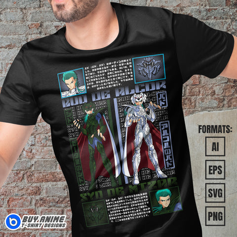 Premium Bud x Syd Saint Seiya Anime Vector T-shirt Design Template
