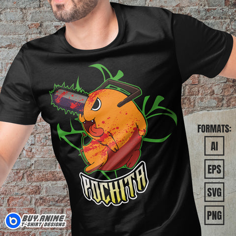 Premium Pochita Chainsaw Man Anime Vector T-shirt Design Template #7