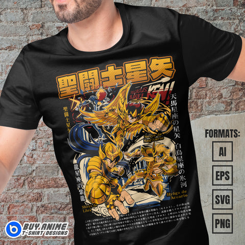 Premium Saint Seiya Anime Vector T-shirt Design Template #5