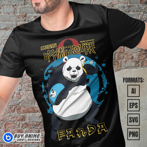 Premium Panda Jujutsu Kaisen Anime Vector T-shirt Design Template #4