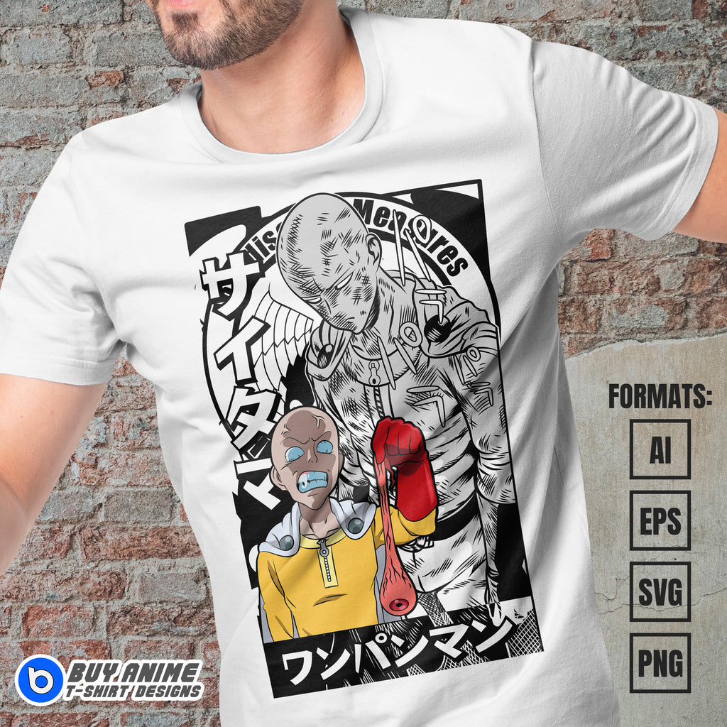 Premium Saitama One Punch Man Anime Vector T-shirt Design Template #7