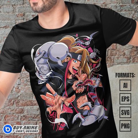 Premium Deidara Akatsuki Naruto Anime Vector T-shirt Design Template #3