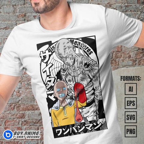 Premium Saitama One Punch Man Anime Vector T-shirt Design Template #7