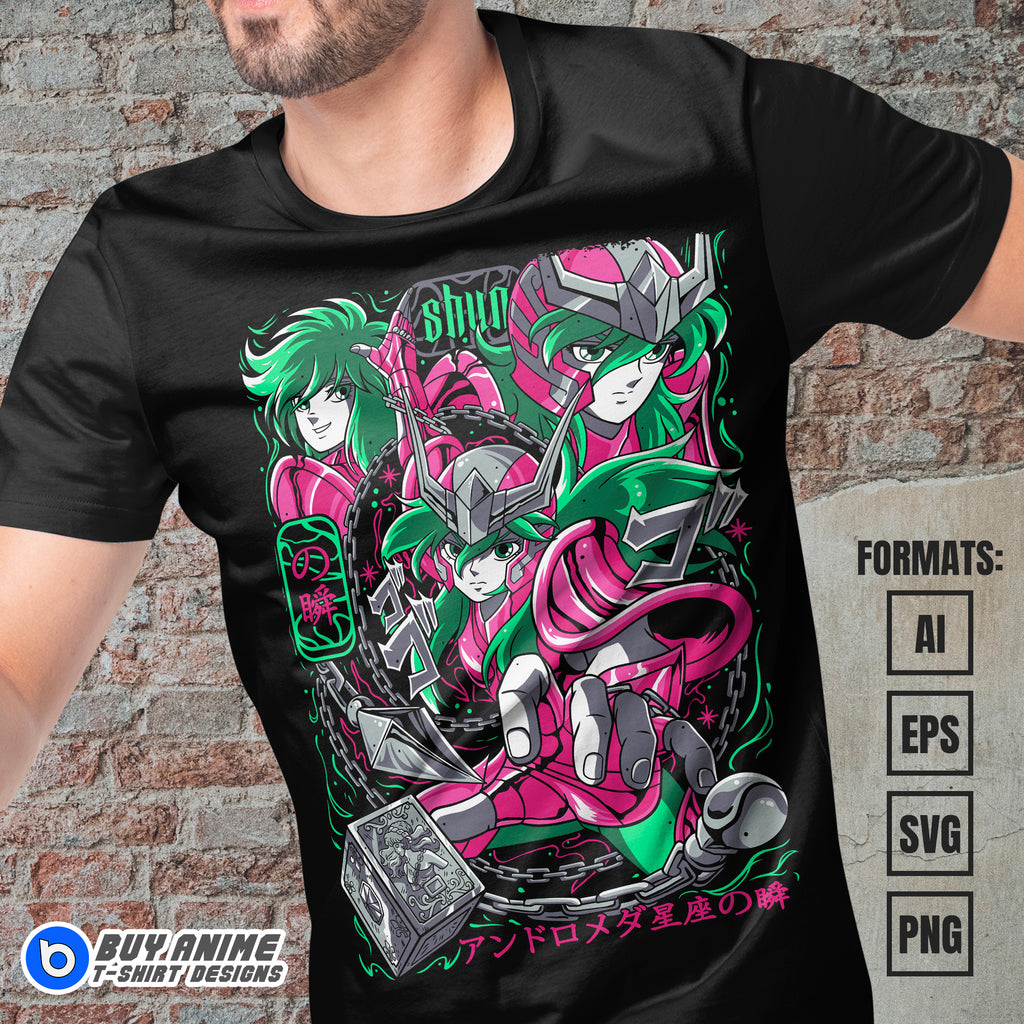 Premium Andromeda Shun Saint Seiya Anime Vector T-shirt Design Template #2