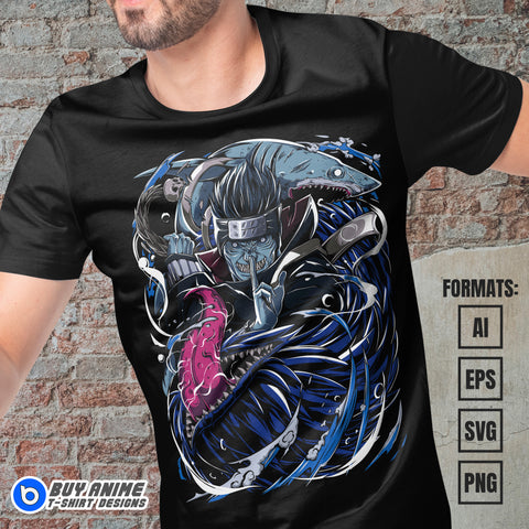 Premium Kisame Akatsuki Naruto Anime Vector T-shirt Design Template #3