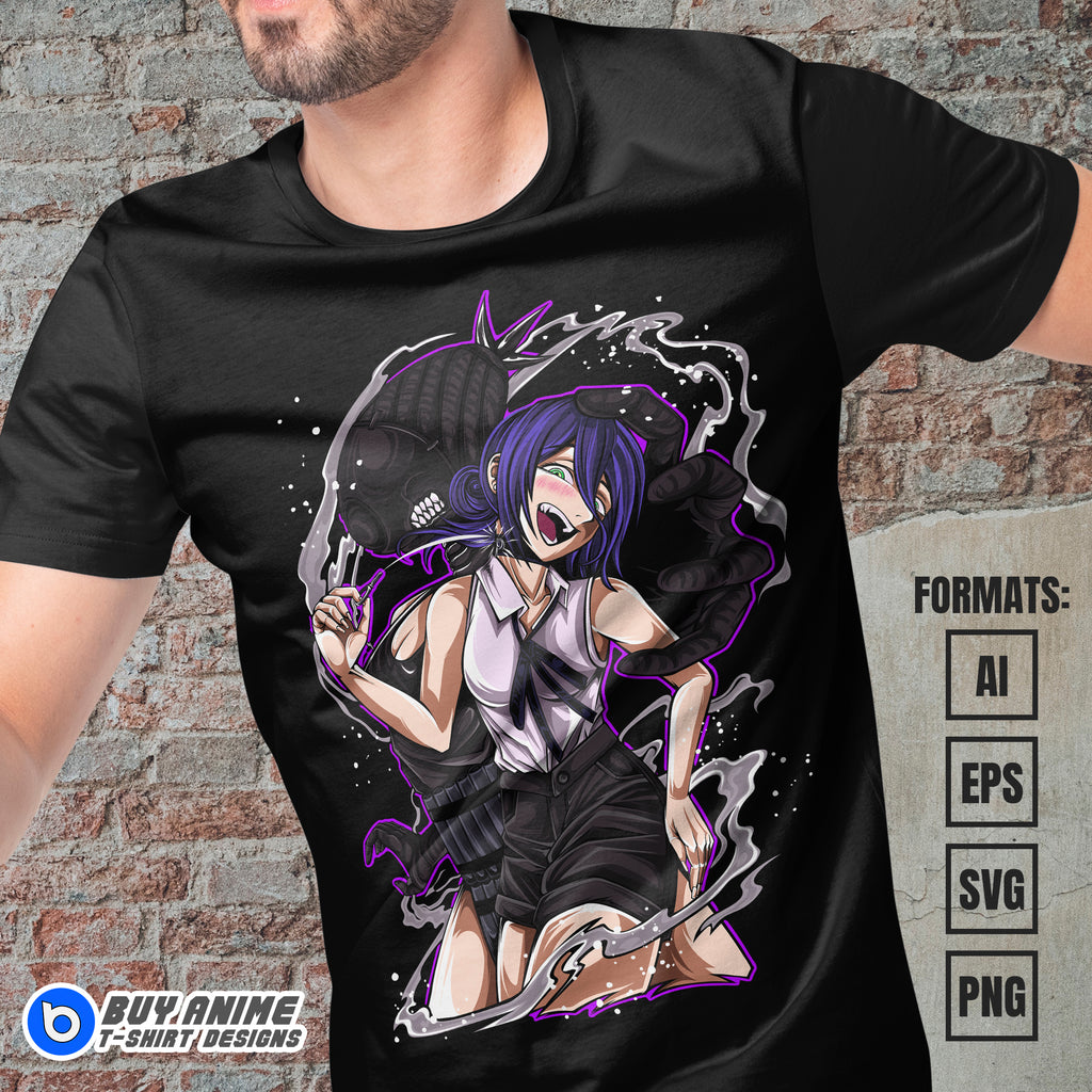 Premium Reze Chainsaw Man Anime Vector T-shirt Design Template