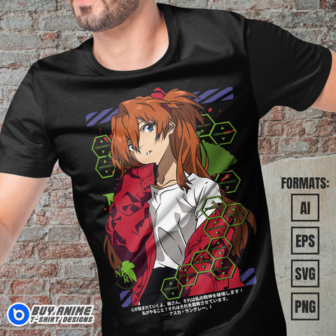 Premium Asuka Neon Genesis Evangelion Anime Vector T-shirt Design Template #9