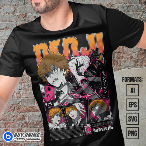 Premium Denji Chainsaw Man Anime Vector T-shirt Design Template #7