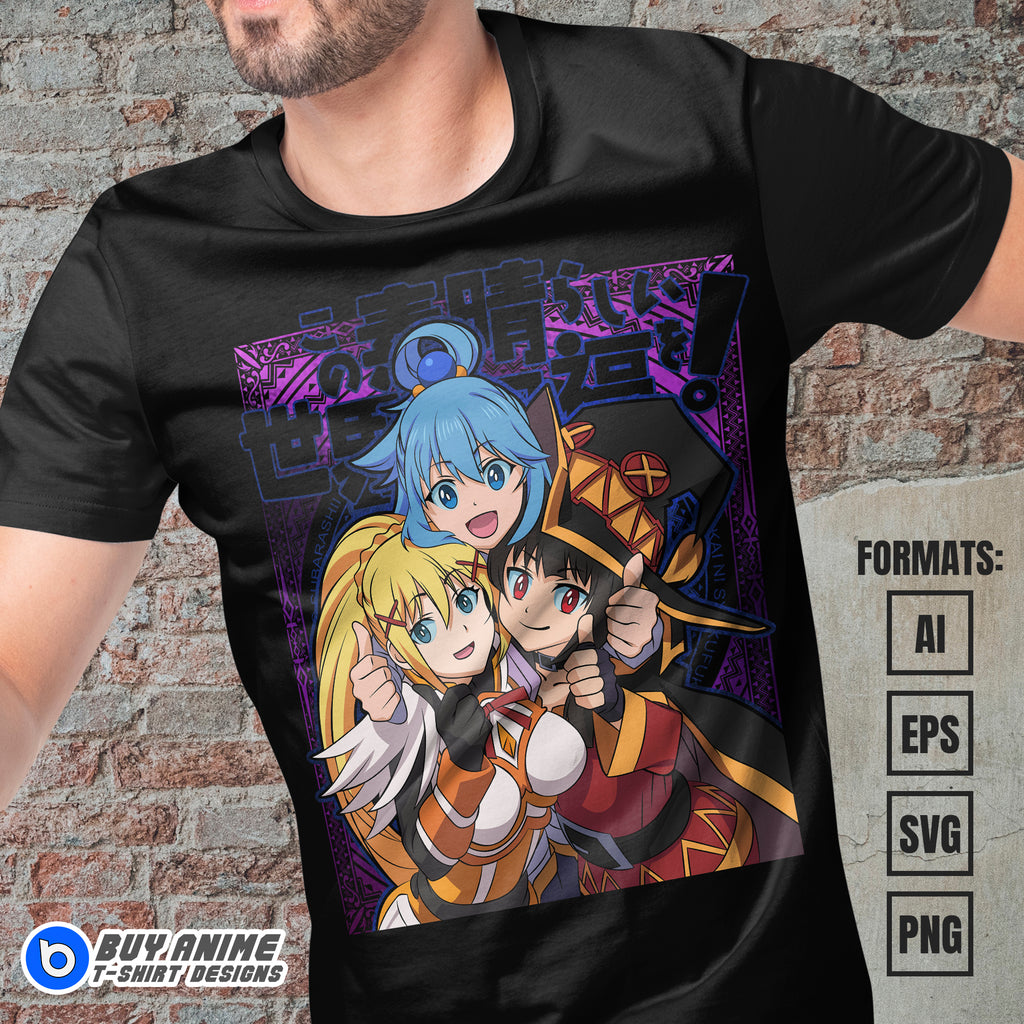 Premium KonoSuba Anime Vector T-shirt Design Template #2