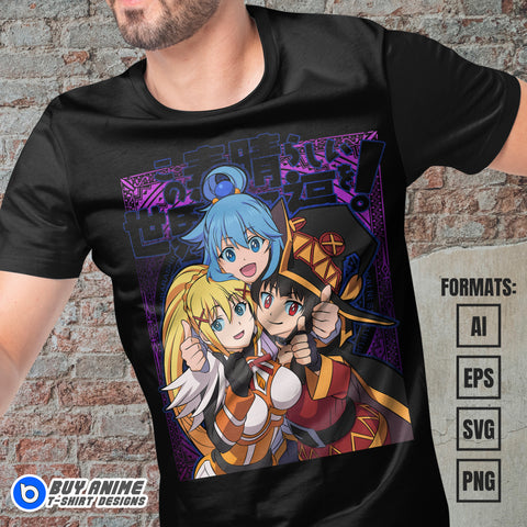 Premium KonoSuba Anime Vector T-shirt Design Template #2