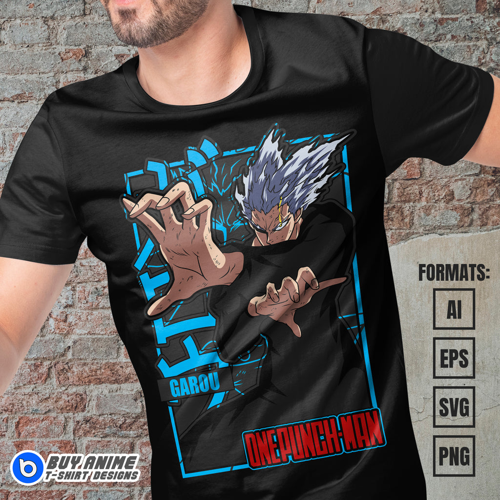 Premium Garou One Punch Man Anime Vector T-shirt Design Template #2