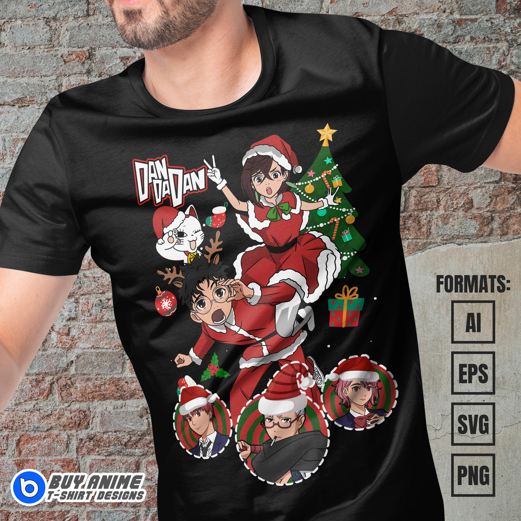 Premium Dandadan Christmas Anime Vector T-shirt Design Template