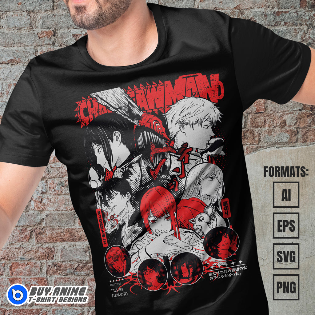 Premium Chainsaw Man Anime Vector T-shirt Design Template #39