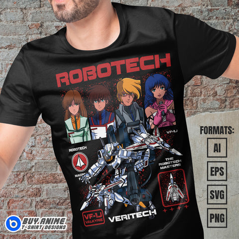 Premium Robotech Anime Vector T-shirt Design Template