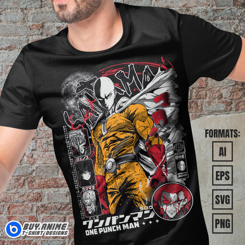 Premium One Punch Man Anime Vector T-shirt Design Template #5